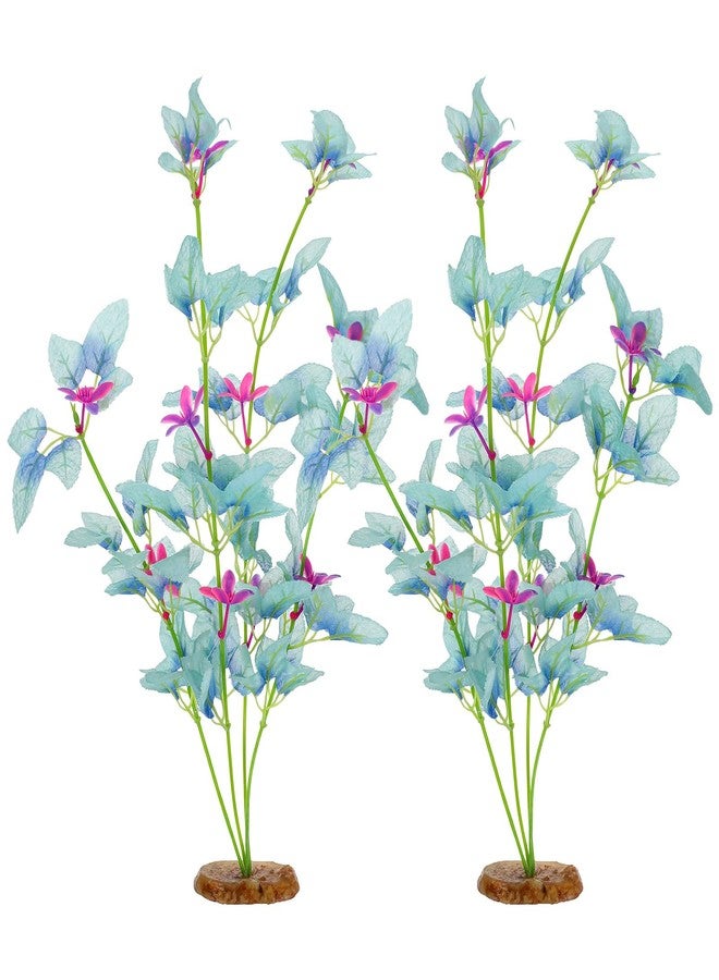 HaiFafafaing 2Pcs Silk Aquarium Plants- 13" Cyan Silk Plants for Fish Tank, Goldfish Tall Fish Tank Decorations & Freshwater Betta Habitat- for Miniature Eco Enthusiasts - Image 1