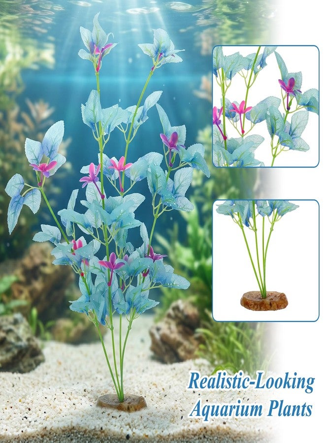 HaiFafafaing 2Pcs Silk Aquarium Plants- 13" Cyan Silk Plants for Fish Tank, Goldfish Tall Fish Tank Decorations & Freshwater Betta Habitat- for Miniature Eco Enthusiasts - Image 3