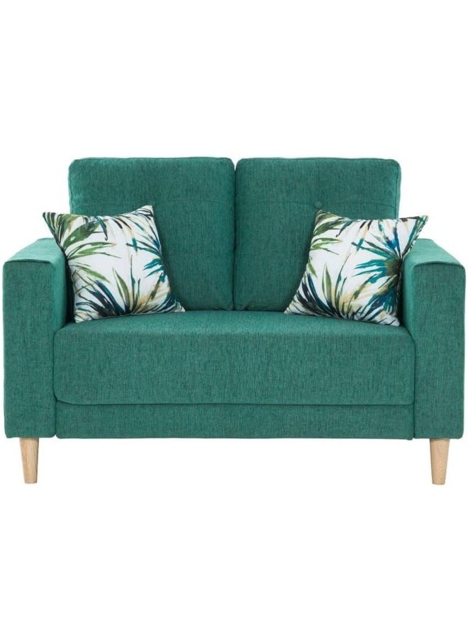 Comfynest Comfynest Nathalie 2 Seater Fabric Sofa Teal 129.5X86X90Cm Green  - Image 1