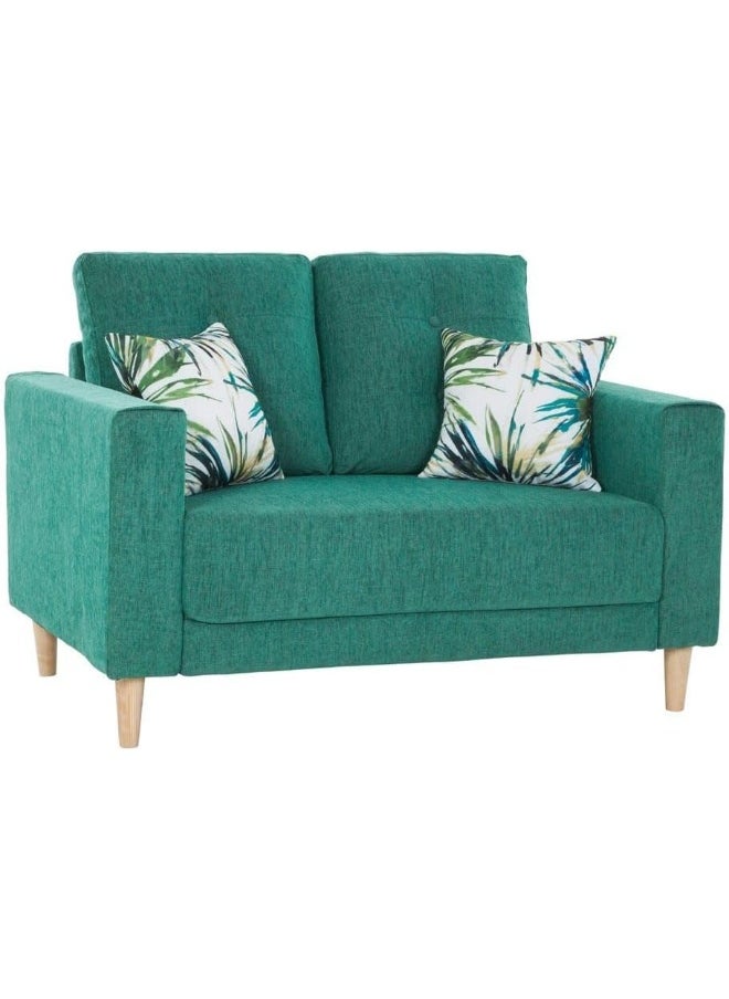 Comfynest Comfynest Nathalie 2 Seater Fabric Sofa Teal 129.5X86X90Cm Green  - Image 2