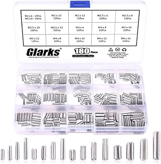 Glarks 180Pcs M2 M2.5 M3 M4 Slotted Spring Pin Assortment Kit, Split Spring Dowel Tension Roll Pins - 304 Stainless - Image 1