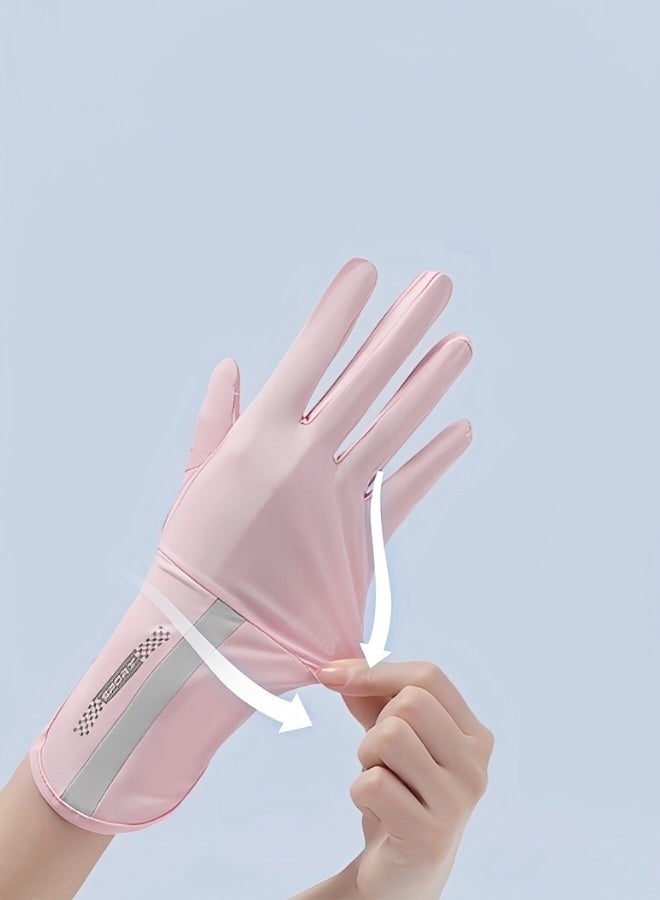 2 Packs of UV Protection Sun Gloves for Women Lightweight Breathable Anti UV Gloves with Touchscreen Fingertip  Outdoor Driving Gardening Cycling Gloves in Beige and Pink - Image 3