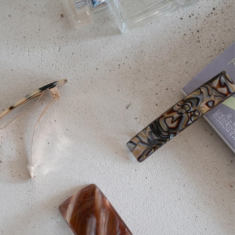 France Luxe Checkered Hair Barrette for Thin Hair, Classic Rectangle French Barrette for Women, Lightweight and Comfortable, Strong Hold, Chequered Board | France Luxe - Image 4