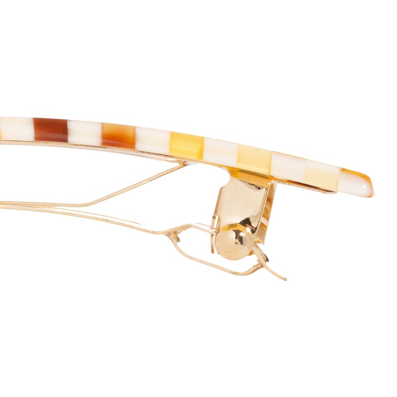 France Luxe Checkered Hair Barrette for Thin Hair, Classic Rectangle French Barrette for Women, Lightweight and Comfortable, Strong Hold, Chequered Board | France Luxe - Image 5