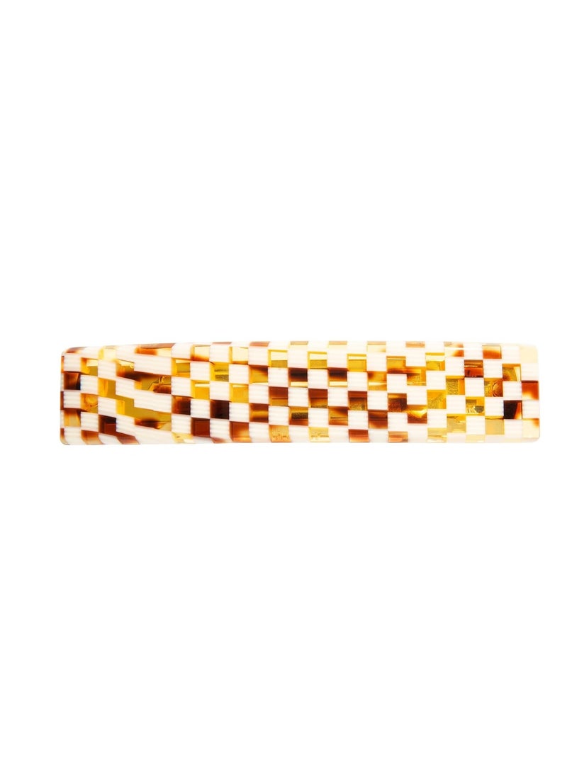 France Luxe France Luxe Classic Rectangle Barrette, Chequered Board  - Image 1