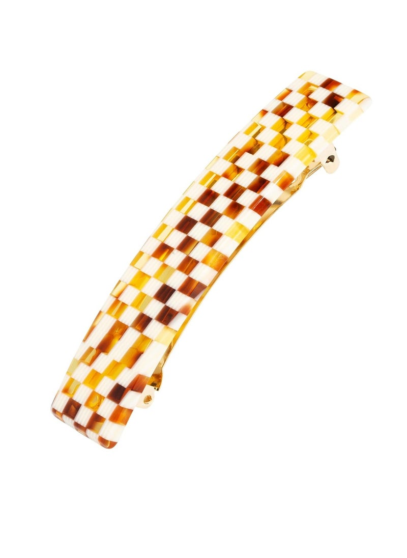 France Luxe France Luxe Classic Rectangle Barrette, Chequered Board  - Image 2