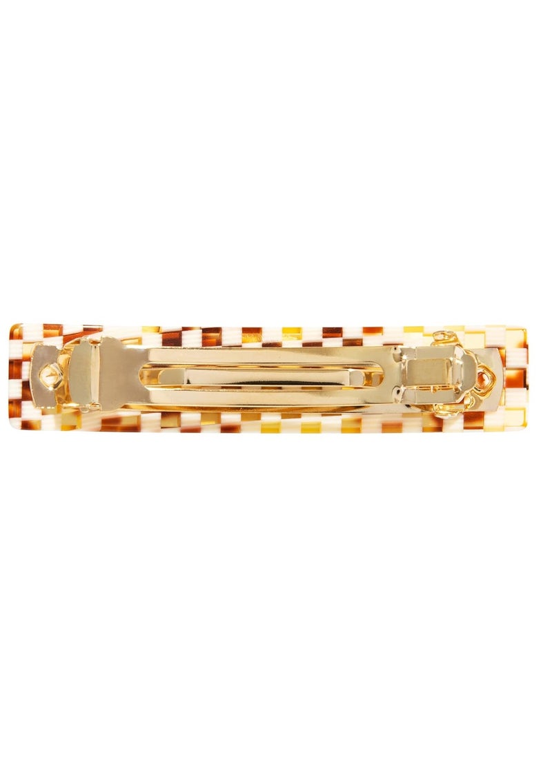 France Luxe France Luxe Classic Rectangle Barrette, Chequered Board  - Image 3