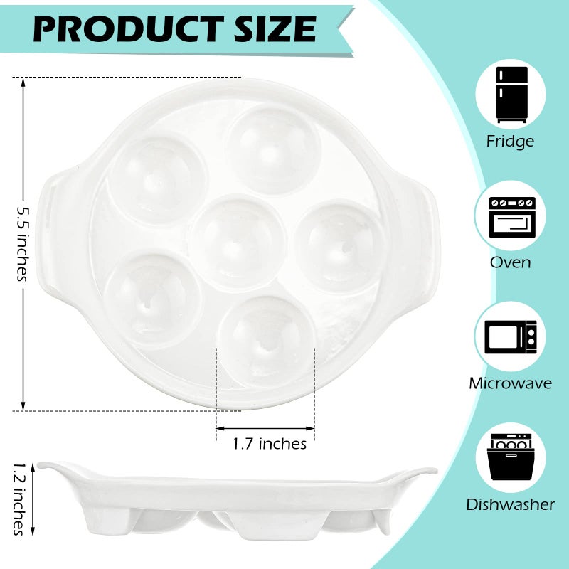 Xinnun 8 Pieces Ceramic Escargot Plates Bulk White Escargot Baking Dish with 6 Holes Footed Porcelain Snail Plate Oven Safe Ceramics for Mushroom Seafood Home Restaurant Hotel Kitchen - Image 2