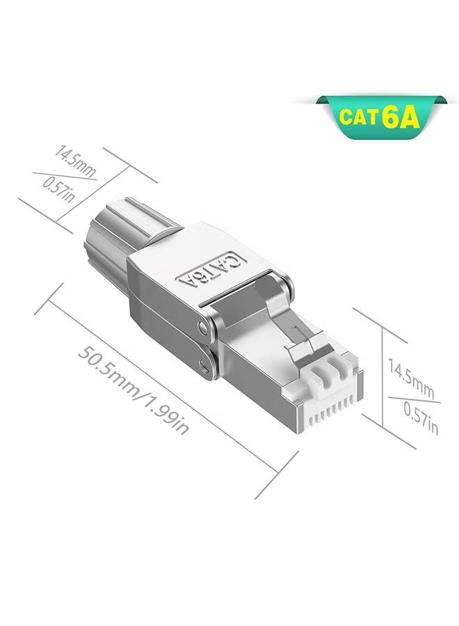fantasize RJ45 Cat6A Connectors, Tool-Free Reusable Shielded Ethernet Termination Plugs for 23AWG SFTP UTP Cable, 10G Easy Internet Plug, Fast Field Installation (4 Pack) - Image 2