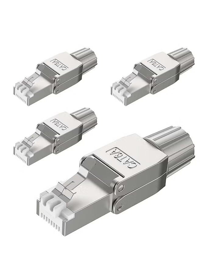fantasize RJ45 Cat6A Connectors, Tool-Free Reusable Shielded Ethernet Termination Plugs for 23AWG SFTP UTP Cable, 10G Easy Internet Plug, Fast Field Installation (4 Pack) - Image 1