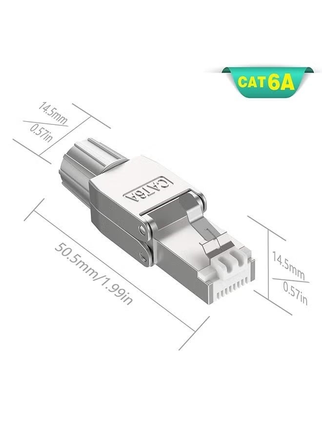 fantasize موصلات RJ45 Cat6A، قابلة لإعادة الاستخدام بدون أدوات، قابس إنهاء محمي للإيثرنت لكابل 23AWG SFTP UTP، قابس إنترنت سهل 10G، تركيب سريع في الميدان (4 عبوات) - Image 2