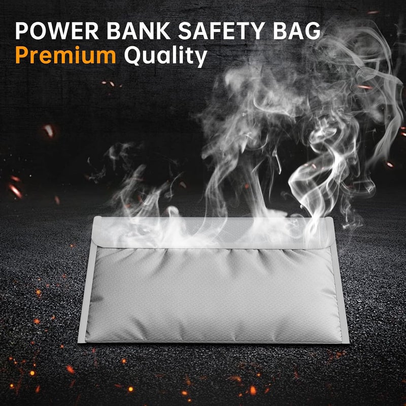 ZOOPIP 2 Pack Electronic Travel Organizer Cases,Fireproof Tech Accessories Bags,Explosion-proof Portable Storage Pouch Bags for Power Bank,Phone,Charging Cords,Earphones(10.7”×6.3”,Silver) - Image 4