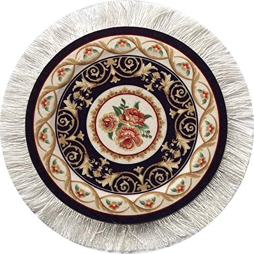 Inusitus Rug Coasters, Set of 4 Turkish Carpet Style Table Drink mats, Absorbent Kitchen and Dining Accessories, Spill & drip Protection, Round - Image 3
