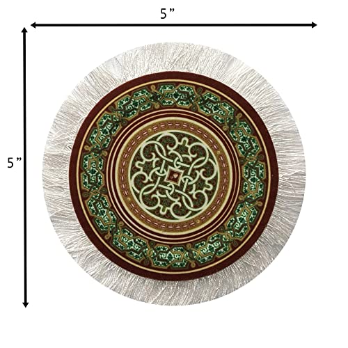 Inusitus Rug Coasters, Set of 4 Turkish Carpet Style Table Drink mats, Absorbent Kitchen and Dining Accessories, Spill & drip Protection, Round - Image 5
