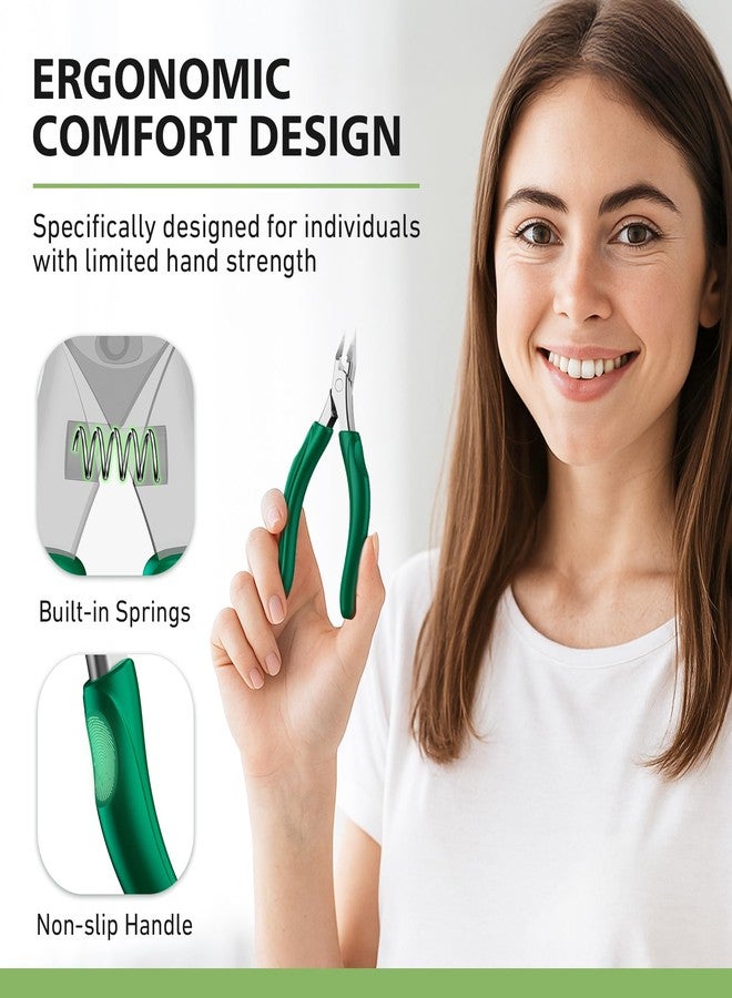 BALUCA Professional Straight Edge Toenail Clippers for Thick Nails & Ingrown Toenails - Heavy Duty Long Handle Nail Clippers for Seniors and Adults with Precision Design for Pain-Free Grooming,Green - Image 4
