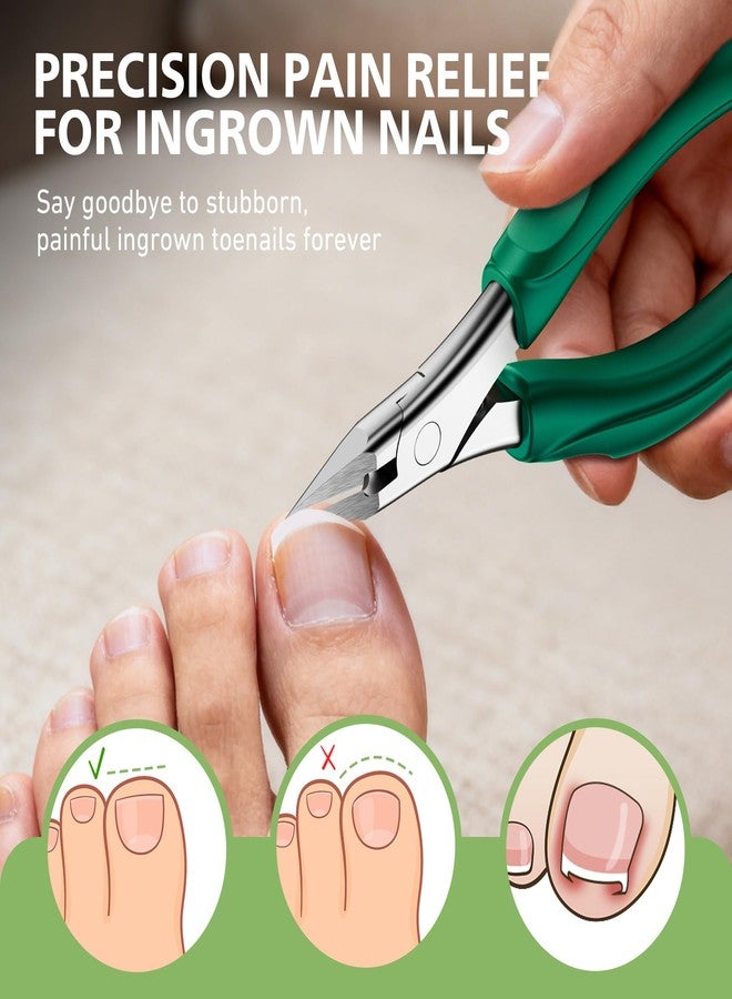BALUCA Professional Straight Edge Toenail Clippers for Thick Nails & Ingrown Toenails - Heavy Duty Long Handle Nail Clippers for Seniors and Adults with Precision Design for Pain-Free Grooming,Green - Image 2