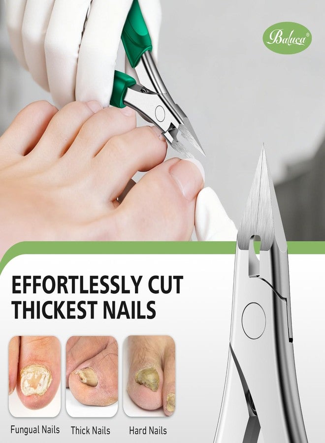 BALUCA Professional Straight Edge Toenail Clippers for Thick Nails & Ingrown Toenails - Heavy Duty Long Handle Nail Clippers for Seniors and Adults with Precision Design for Pain-Free Grooming,Green - Image 3