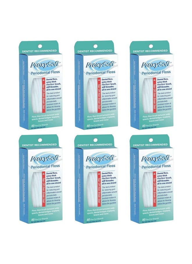 Proxysoft - Oss For Braces With Threader And Thick Proxy Brush For Daily Care Of Periodontal Disease And Gum Health - Orthodontic Flossers For Braces And Teeth, Periodontal Floss By Proxysoft, Pack Of 6 - Image 1