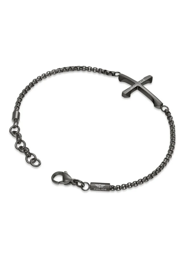 بوليس Die-Cut Gray Cross Motif Chain Bracelet For MenPEAGB0032605