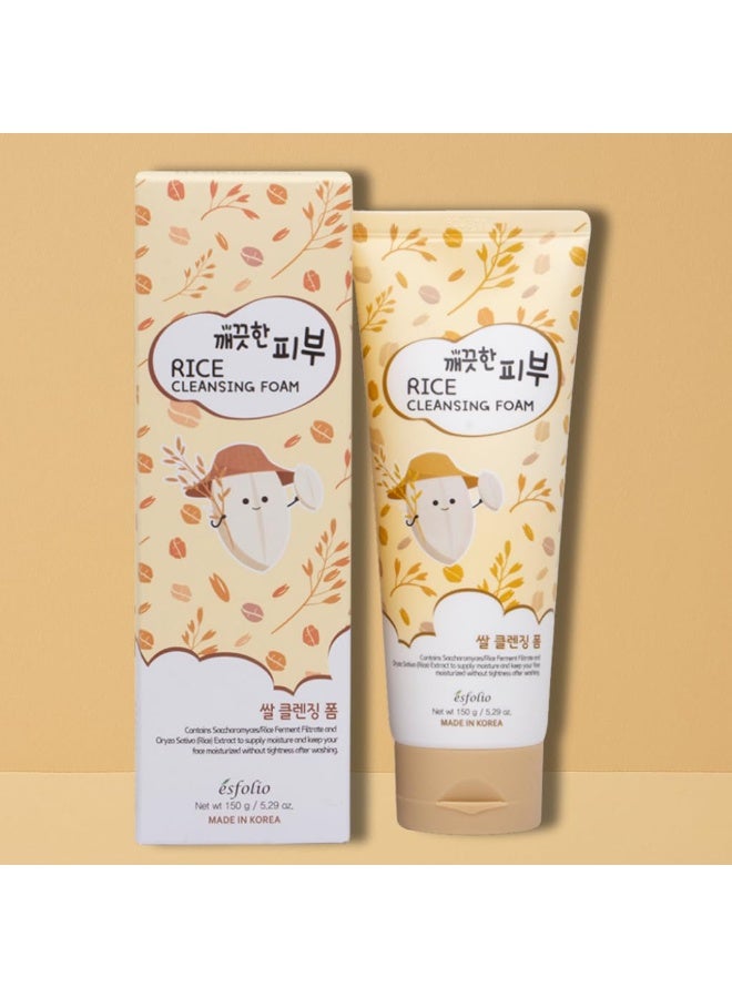 esfolio Rice Cleansing Foam Face Wash â€“ Gentle Daily Facial Cleanser with Soft Creamy Foam â€“ Suitable for All Skin Types â€“ Helps Remove Dirt, Oil, and Impurities Without Drying (5.29oz -150g) - Image 4