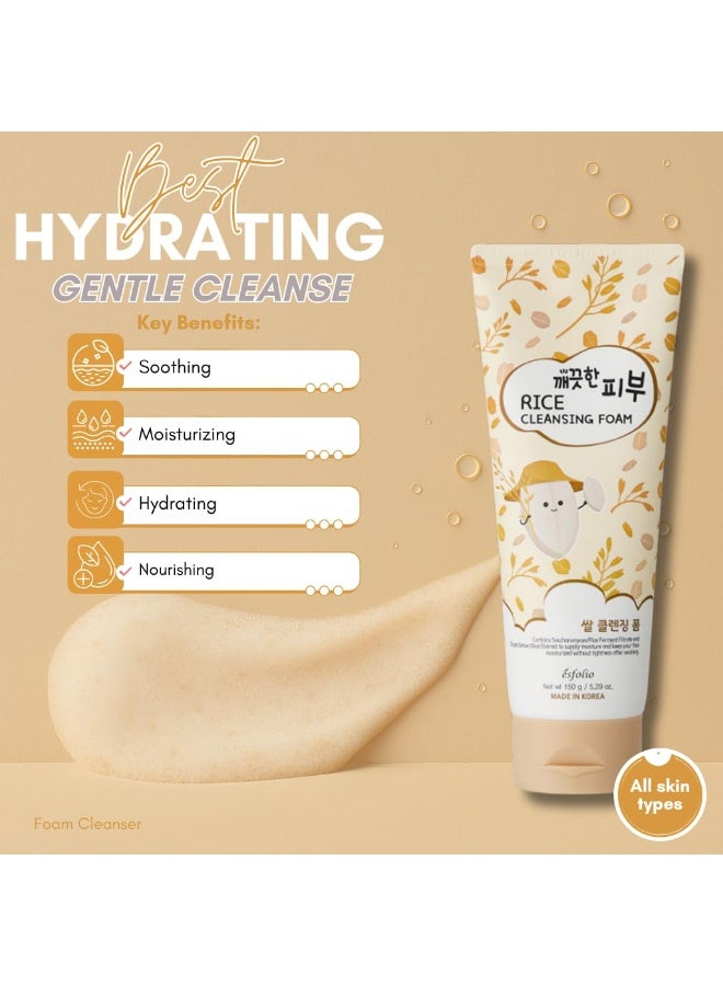 esfolio Rice Cleansing Foam Face Wash â€“ Gentle Daily Facial Cleanser with Soft Creamy Foam â€“ Suitable for All Skin Types â€“ Helps Remove Dirt, Oil, and Impurities Without Drying (5.29oz -150g) - Image 3