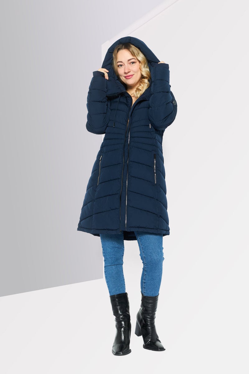 Michael Kors Women Quilted Puffer Jacket, Navy - Image 2