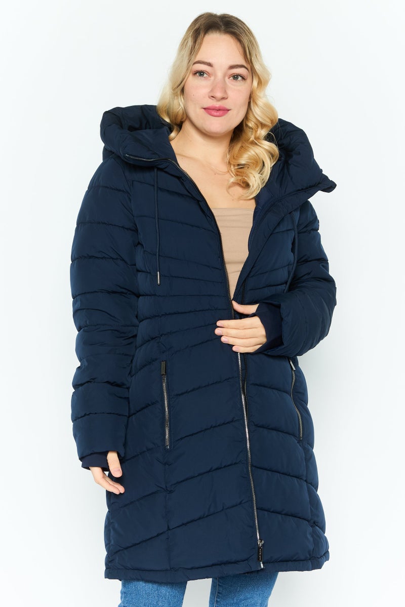 Michael Kors Women Quilted Puffer Jacket, Navy - Image 1