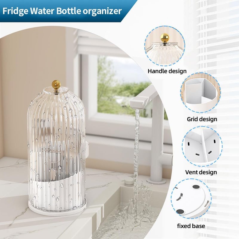 Cutlery holder with cover,Internally rotatable, Plastic Cutlery Storage Organizer for Kitchen Cabinet or Pantry - Basket Organizer for Forks, Knives and Spoons. With cover. White - Image 2