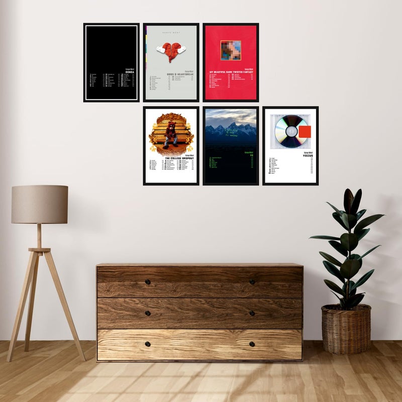 SAW SAW Plastic A4 Size Kanye West Music Album Art Wall Posters 8X12 Inch Multicolored Wall Decor Art For Bedroom Living Room Pack Of 8 Color Multicolor - Image 2