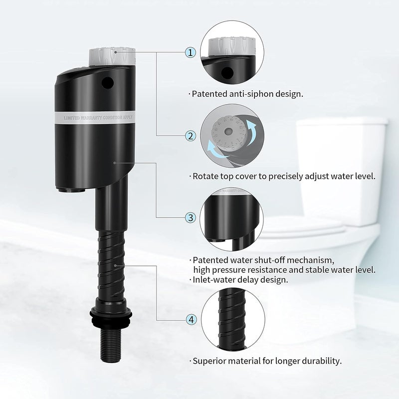 RT A1350 Quiet Toilet Fill Valve Toilet Universal Tank Parts Replacement, Water Saving Toilet Repair Kit - Image 2