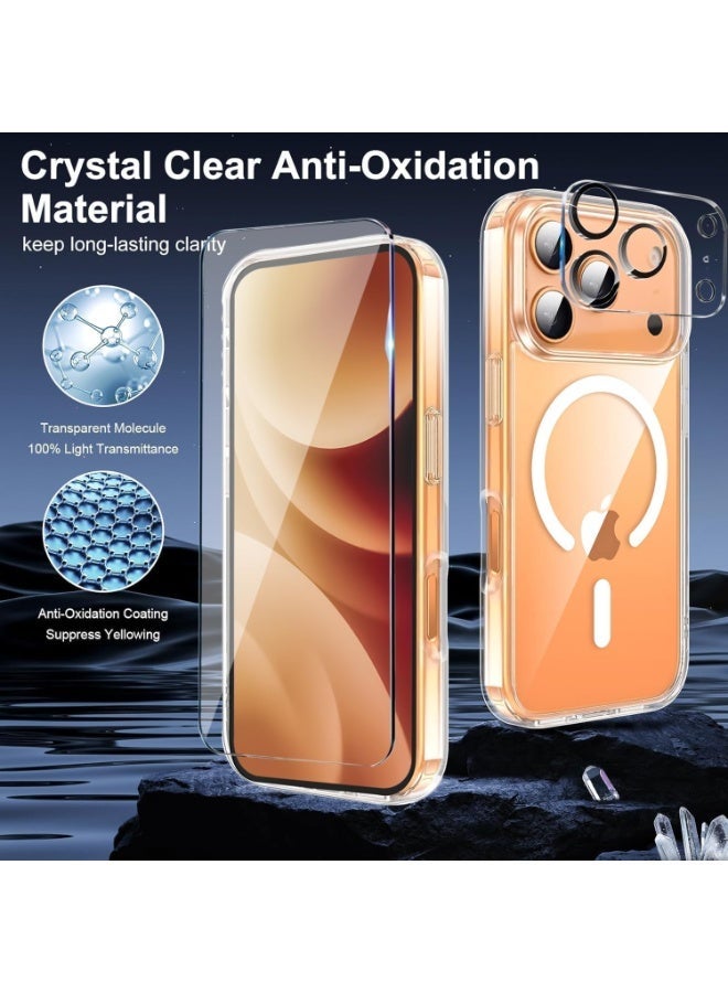 Clear Case for iPhone 17 Pro Max,Magnetic Case Clear with Screen Protector & Camera Protector [Compatible with MagSafe],Shockproof TPU Cover-Transparent - Image 2