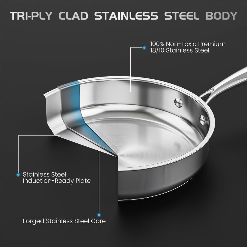 Meythway Pots and Pans Set Non Toxic, 16PCs Stainless Steel Cookware Set with Steamer, Kitchen Induction Cookware with Utensil Sets, Pot Protectors and Apron For Oven & Dishwasher Safe - Image 3