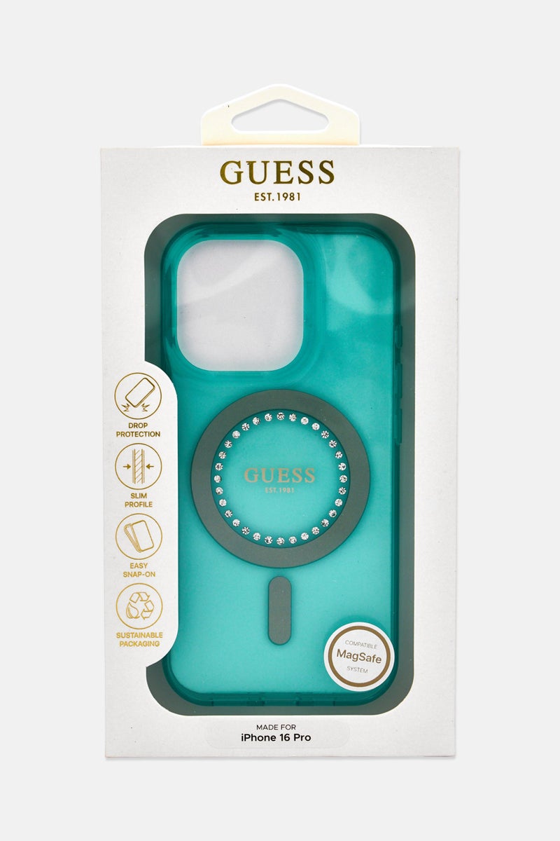 GUESS iPhone 16 Pro Brand Logo Protective Case, Mint Green - Image 2