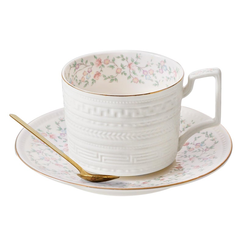 Harahiko Country Roses Porcelain Tea Cup and Saucer Set with Gold Trim, Vintage Style, For Women and Tea Parties (1, G) - Image 1