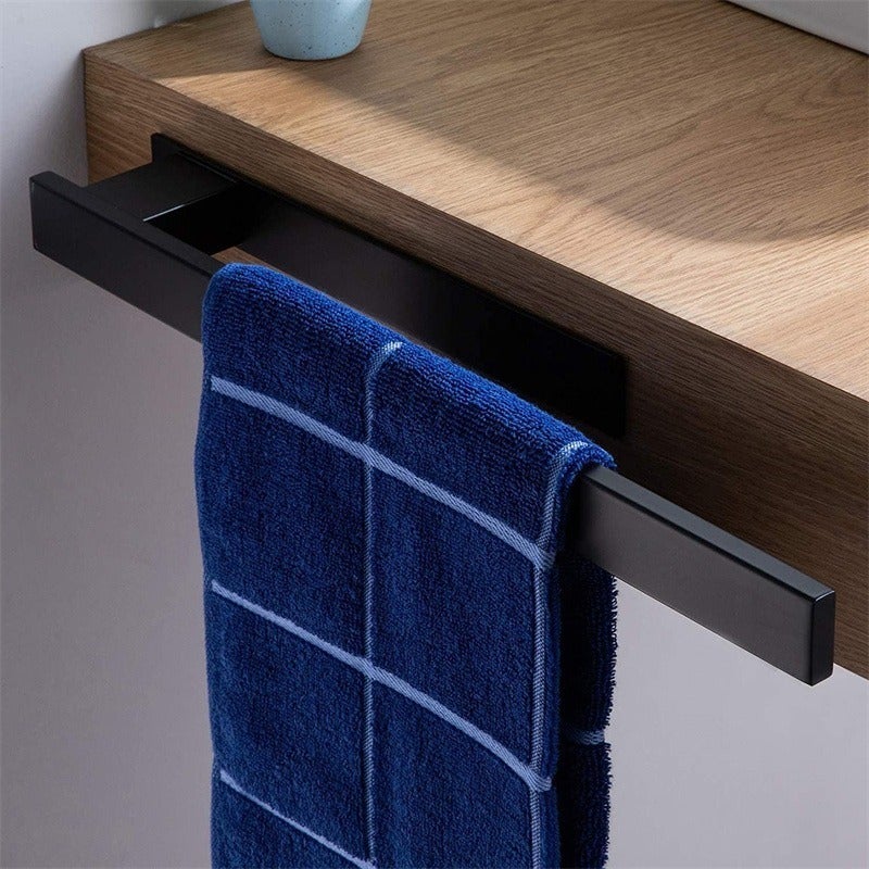 Drill-Free Towel Bar: Brushed 304 Stainless Steel Single Towel Rack - Matte Black Wall Mounted Towel Rack for Bathroom Toilet Shower - Image 2