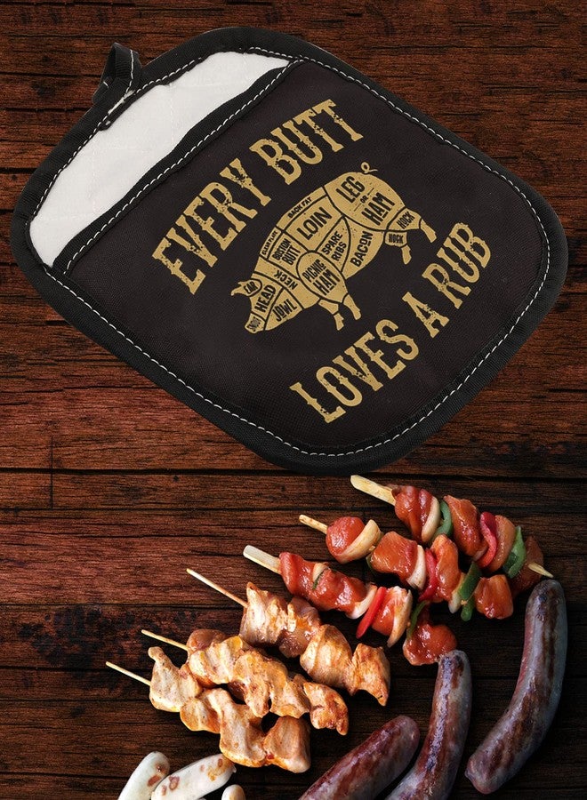 LEVLO Funny Pig Pork BBQ Grill Oven Mitt with Hot Pads Pig BBQ Lover Gifts Every Butt Loves A Good Rub Pot Holder for Friend Family Pork Rub (Every Butt Loves) - Image 4