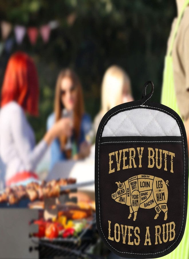 LEVLO Funny Pig Pork BBQ Grill Oven Mitt with Hot Pads Pig BBQ Lover Gifts Every Butt Loves A Good Rub Pot Holder for Friend Family Pork Rub (Every Butt Loves) - Image 5