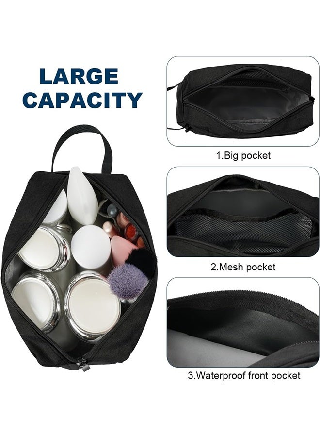 Toiletry Bag Mini Travel Bag Two Compartments and Waterproof Portable Storage Bag for Men and Women (Black) - Image 3
