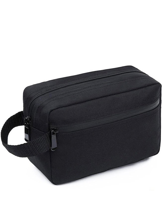 Toiletry Bag Mini Travel Bag Two Compartments and Waterproof Portable Storage Bag for Men and Women (Black) - Image 1