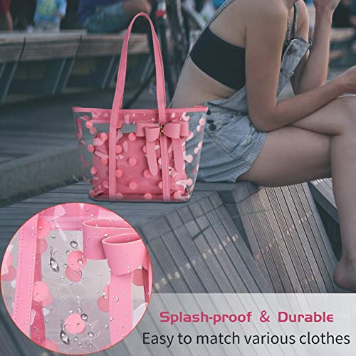 PG6 FF1 Women Waterproof Clear Tote Shoulder Bag Handbag Beach Shopping Work Bag - Image 5