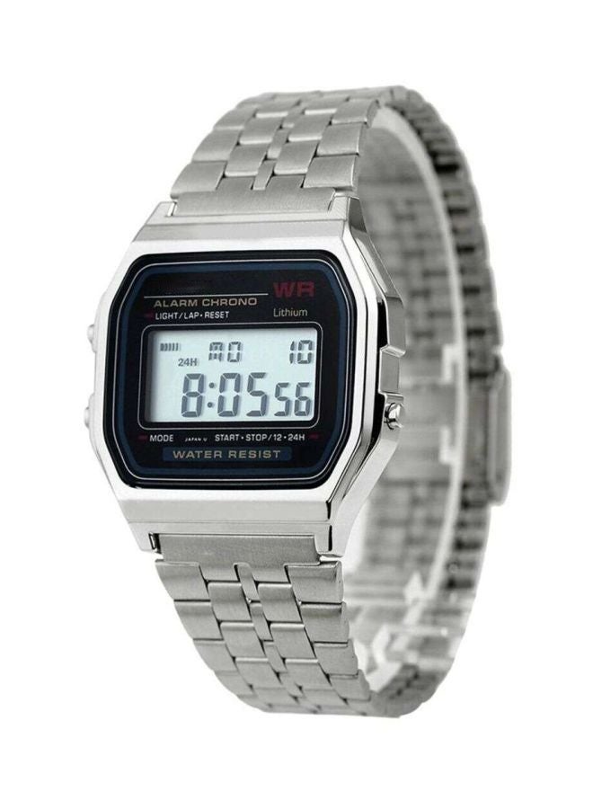 Water Resistant Digital Watch, Round Quartz Watch with Stainless Steel Strap, Classic Digital Display Quartz Silver Watch 37mm - Image 1