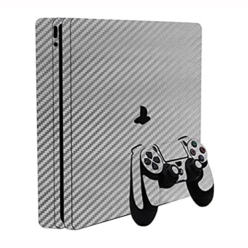 Elton White Carbon Theme Skin Sticker Cover for PS4 Slim Console and Controllers - Image 5