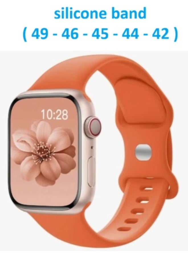 سوار رياضي من السيليكون متوافق مع سوار ساعة أبل بمقاسات 42 مم، 44 مم، 45 مم، 46 مم، 49 مم - برتقالي - Image 1