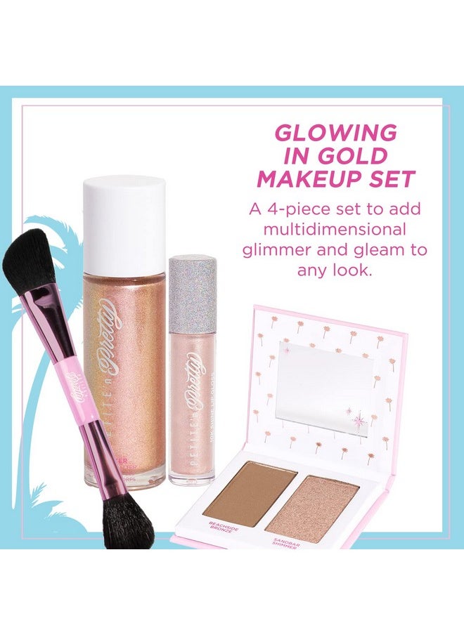 Petite 'N Pretty - Show Up Sparkling Natural Makeup Set For Kids Children Tweens And Teens Highlighter Lip Gloss & Face/Hair Glitter Makeup Kit Non Toxic And Made In The Us (Gold) - Image 1