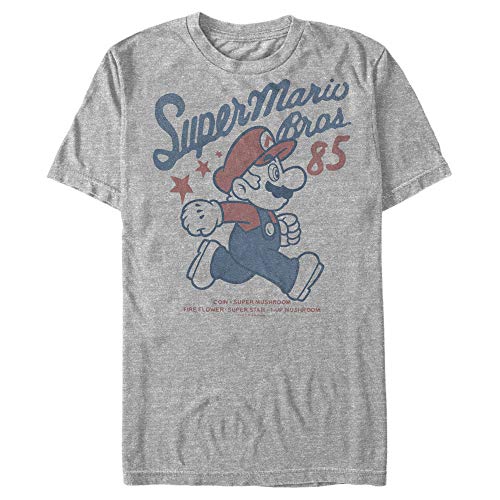 Nintendo Super Mario Running Profile 1985 T-Shirt Athletic Heather - Image 1