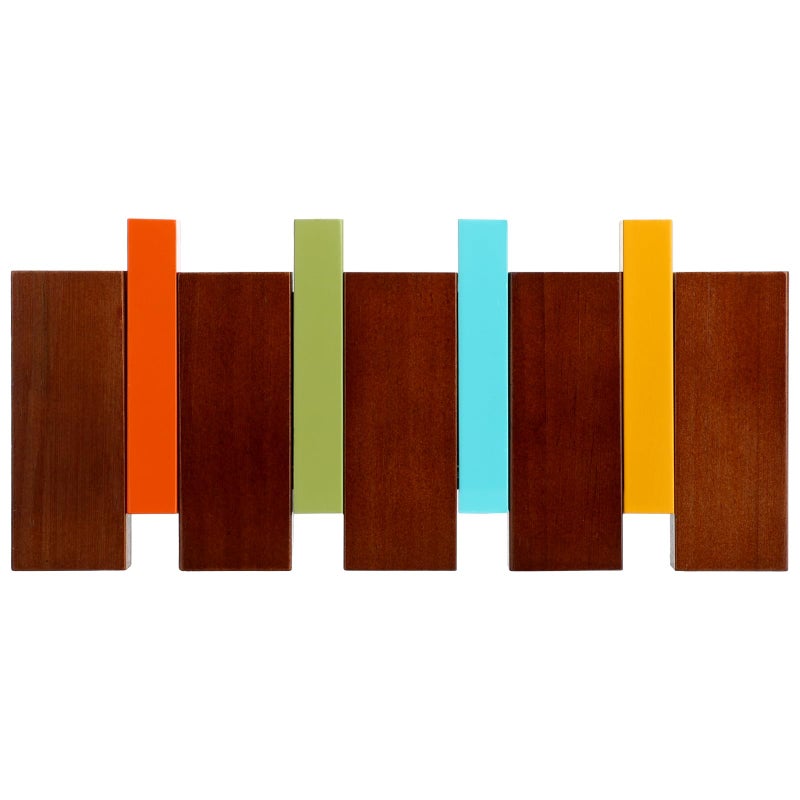 Youyole Mid Century Modern Wooden Coat Hooks Wall Mounted Folding Coat Rack Hanger with 4 Hooks Colorful Heavy Duty Flip Down Piano Hat Rack for Hanging Coats Keys Hats Robe Towels Home, 12.6 x 5.5'' - Image 2