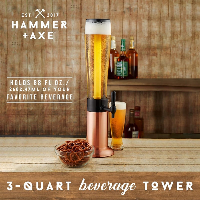 Hammer + Axe موزع المشروبات – موزع مشروبات سعة 88 أونصة مع أنبوب ثلج وصنبور | نافورة مشروبات للبيرة والماء والشاي المثلج | برج ميموزا | برج مارجريتا | أساسي لحفلات الشواء والتجمعات | ملحقات بار المنزل - Image 2