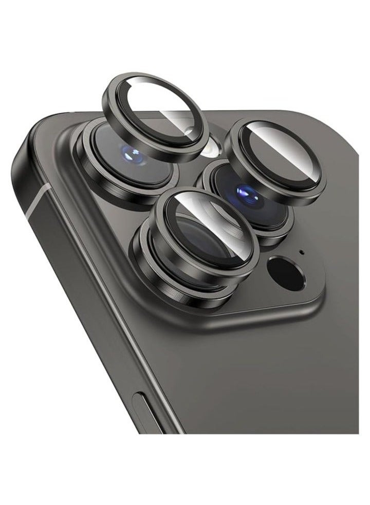 wexon Camera Lens Protector for iPhone 15 Pro , 9H Hardness Tempered Glass Single Ring Cover, HD Clear, No Impact on Photography Quality, 3 Pack - Black  - Image 1