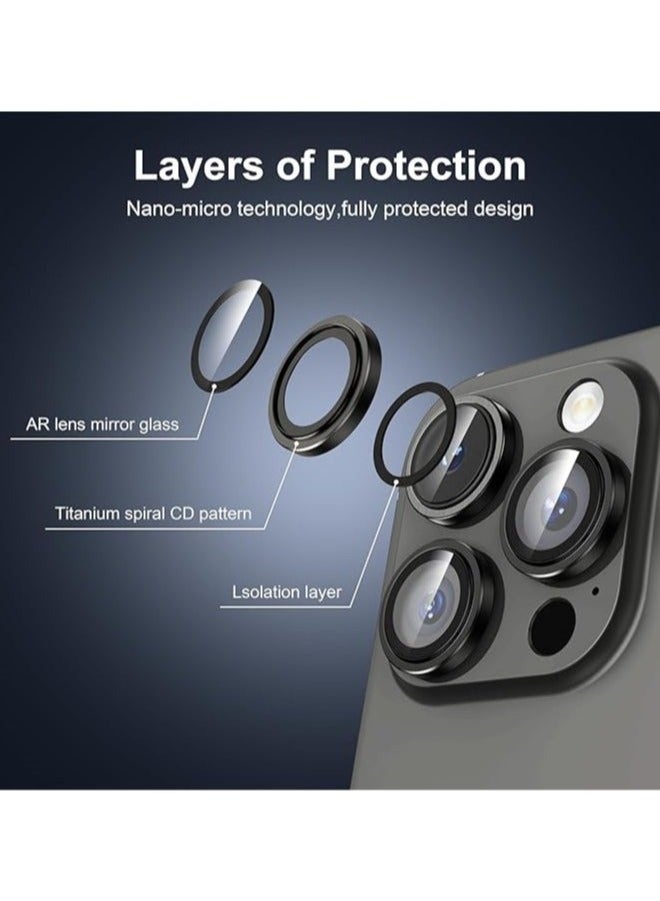 wexon Camera Lens Protector for iPhone 15 Pro , 9H Hardness Tempered Glass Single Ring Cover, HD Clear, No Impact on Photography Quality, 3 Pack - Black  - Image 2