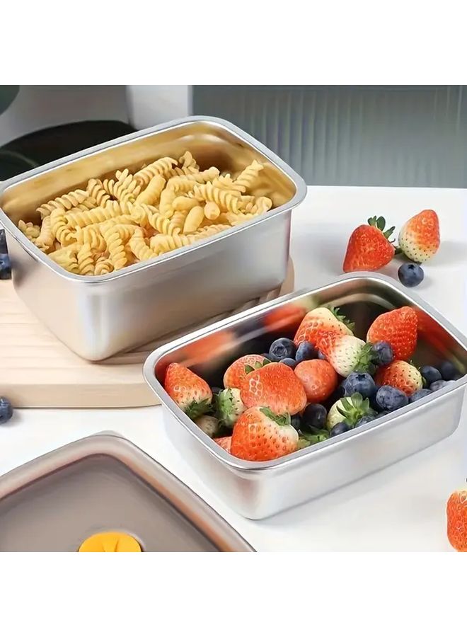 A Set Of 4 Large Airtight Stainless Steel Food Storage Containers For Organizing Salads Fruits And Fridge Storage Kitchen Essentials - Image 5